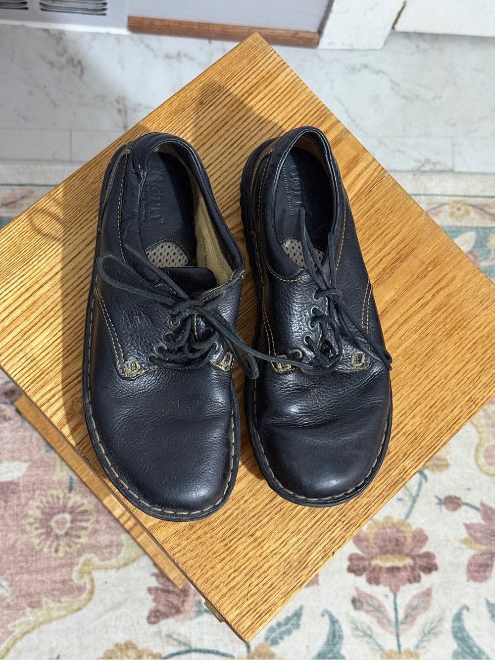 Born Shoes Womens 9.5 Black Leather Lace Up Comfort Oxford Casual Walking Shoes - Picture 7 of 13